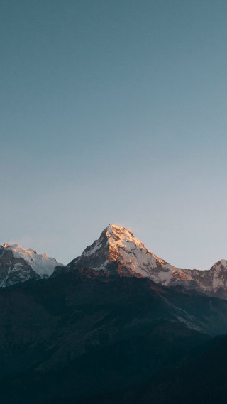 Mountain snow capped peak blue - a few cloud free wallpaper