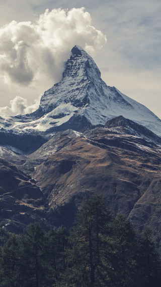 Snowy mountain cloudy sky ocean - cloudy free wallpaper