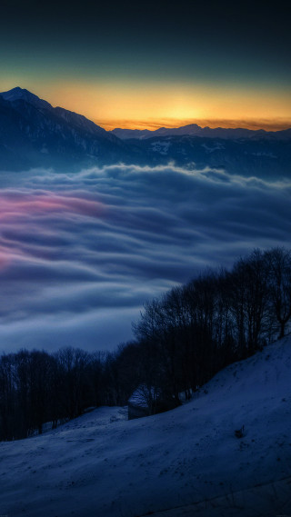Mountain clouds sunset pink yellow 2 - sunset free wallpaper