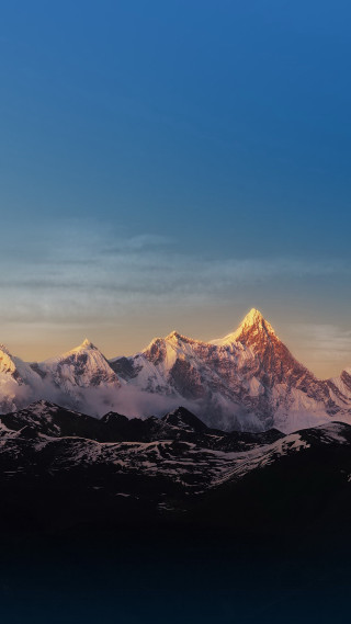 Mountain range snow blue sky 5 - a detailed matte painting free wallpaper