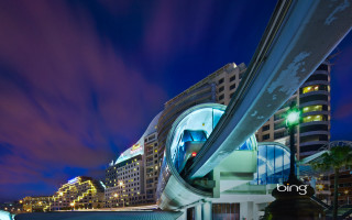 Curved walkway building night sky - almada negreiro free wallpaper