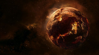 Planet star background space art - orange glow free wallpaper