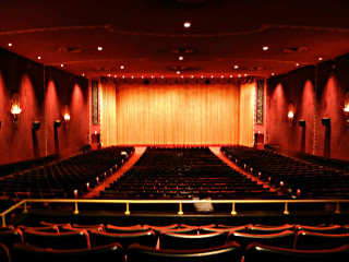 Theater seats curtained wall stage - a theater free wallpaper