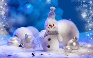 Snowman hat scarf ornaments blue 5 - ornament free wallpaper