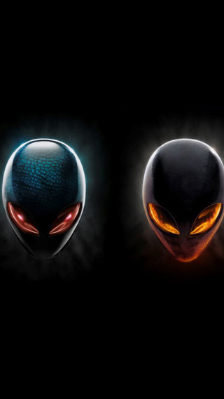 Alien heads glowing eyes black - alien free wallpaper