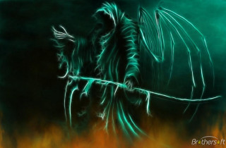 Demon holding stick demon shoulder - death free wallpaper