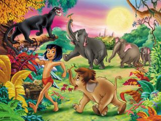 Jungle lion woman animals painting - primitivism free wallpaper