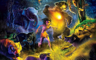 Woman animals bear woods light - drew struzan free wallpaper