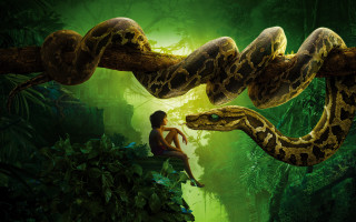 Woman tree snake jungle green - magical free wallpaper for desktop