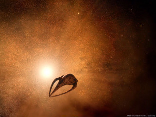 Space shuttle star filled sky - a bright light in the distance free wallpaper