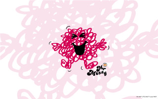 Pink black cartoon character smiling - expressionism free wallpaper