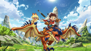 Woman dragon ride forest sky - cloud and a sun free wallpaper