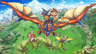 Cartoon dragon flying green field - a cartoon of a dragon free wallpaper