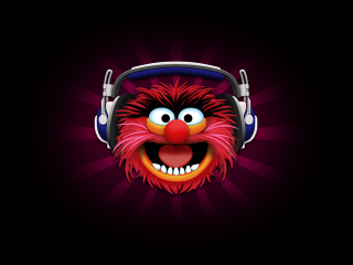 Red black animal headphones microphone - gritty free wallpaper