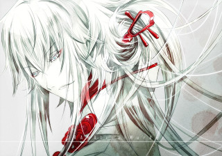 Anime girl white hair red 12 - a red ribbon free wallpaper