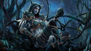 Woman costume knife forest skeleton 2 - her hand and a demon free wallpaper