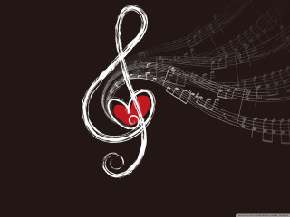 Musical note heart background red 3 - musical free wallpaper