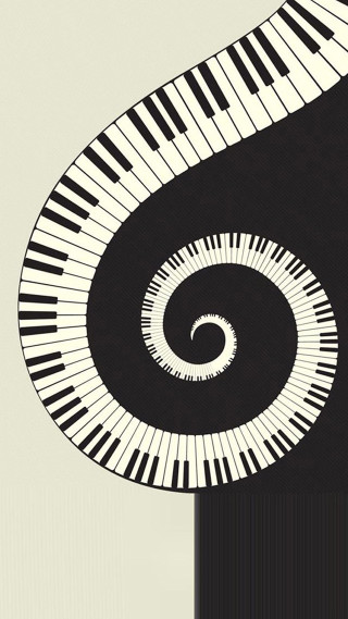 Piano spiral design black white - alison kinnaird free wallpaper