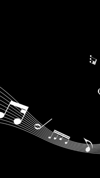 Music notes black white background - video art free wallpaper