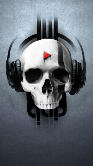 Skull headphones heart red forehead - its face free wallpaper