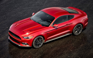 Red mustang parked hood up - a red mustang mustang free wallpaper
