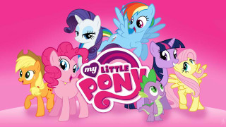 Little ponies group pink background 2 - pop surrealism free wallpaper