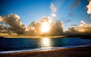 Beach water clouds sand sky - bascove free wallpaper for desktop