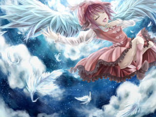 Girl pink dress flying wings - a pink dress free wallpaper