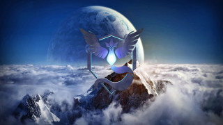 Bird wings mountain top clouds - holography free wallpaper