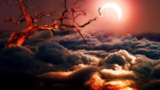 Tree clouds halfmoon darksky redmoon - a red moon free wallpaper