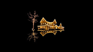 Christmas lights house tree reflection - christmas free wallpaper