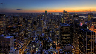 City skyline night orange sky 3 - orange sky in the background free wallpaper