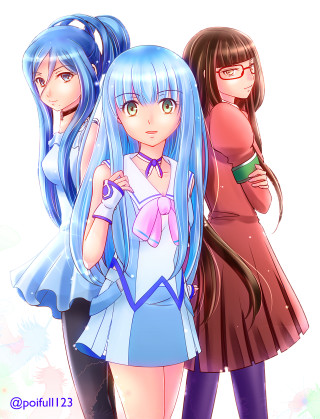 Anime girls bluehair pinkdress greencup - a pink dress free wallpaper