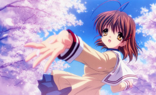 Girl white dress pointing tree 2 - something free wallpaper