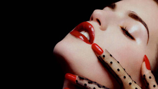 Woman red nails snake neck - pop art free wallpaper