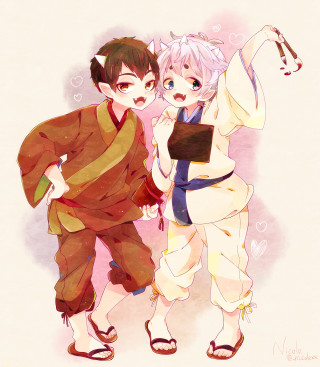 Anime couple pink background boys - a pink background free wallpaper