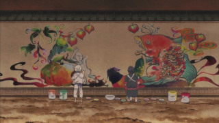 Woman child fish mural paint - ukiyoe free wallpaper