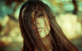 Woman long hair nose piercings - flowing hair free wallpaper