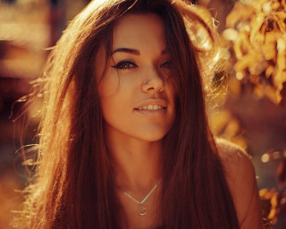 Woman long hair necklace sun - long dark hair free wallpaper