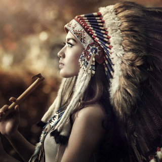 Native american woman serious stick - cinematic photography free wallpaper