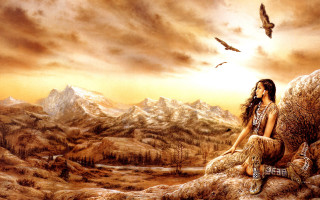 Native american woman rock bird - a rock free wallpaper