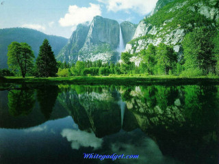 Mountain waterfall lake blue sky - felipe seade free wallpaper