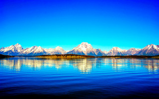 Lake mountains blue sky clouds 17 - ansel adams free wallpaper