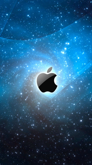 Apple logo blue background stars 2 - the background of the image free wallpaper
