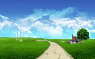 House hill path windmills distance 15 - a path free wallpaper