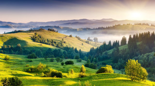 Green valley trees mountains sunlight - the cloud and the sun free wallpaper