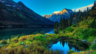 Mountain lake trees forest hillside 2 - hillside free wallpaper