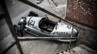 Silver race car tiltshift dieselpunk - the side of a road next free wallpaper