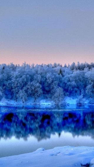 Lake trees winter snow impressionism - impressionist free wallpaper