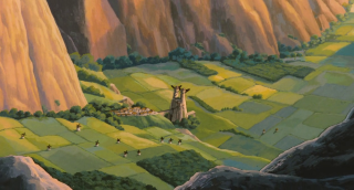 Kangaroo valley mountain people painting - ghibli free wallpaper